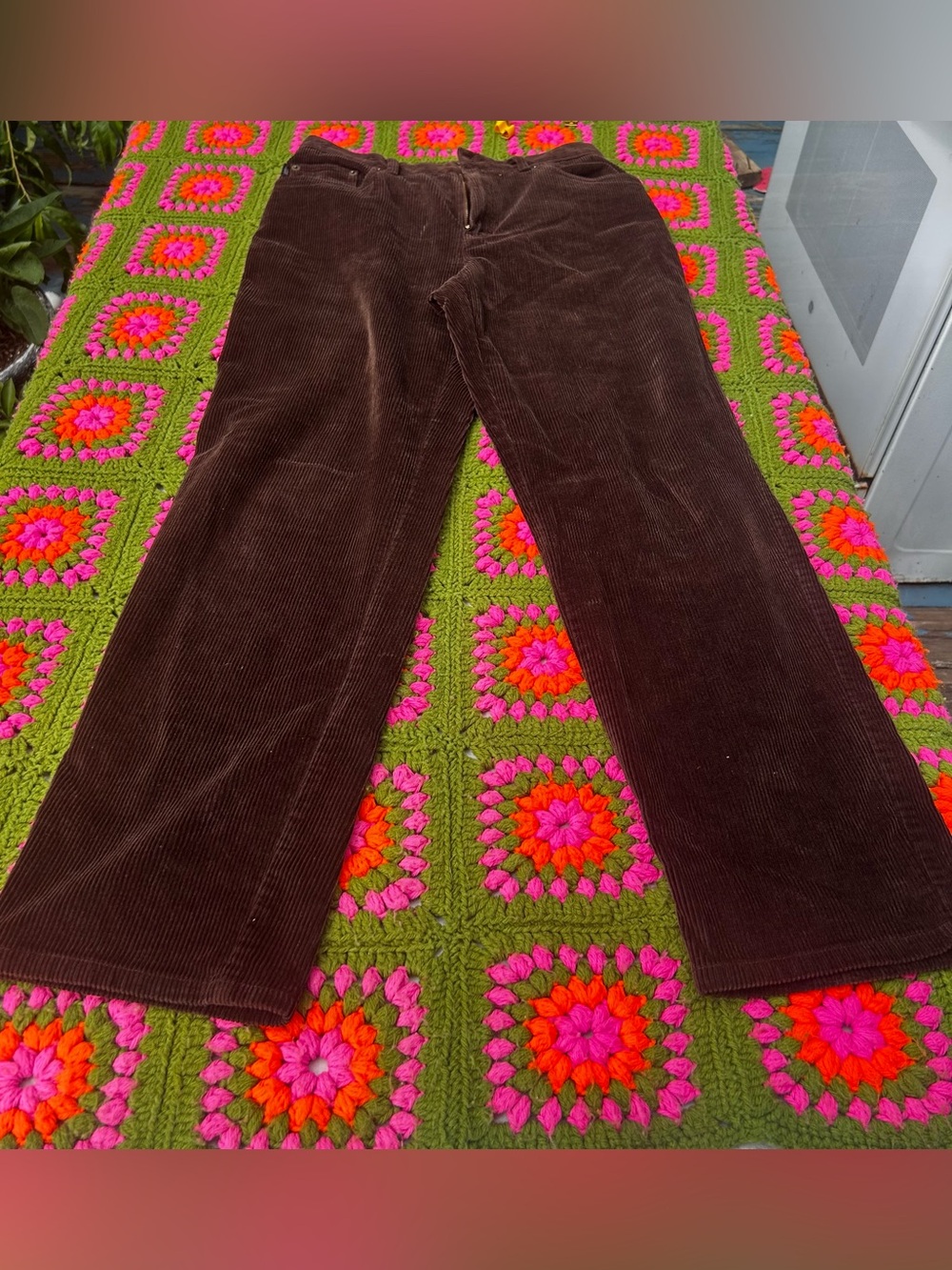 Ralph Lauren Brown Corduroy Pants with Gold Zip
